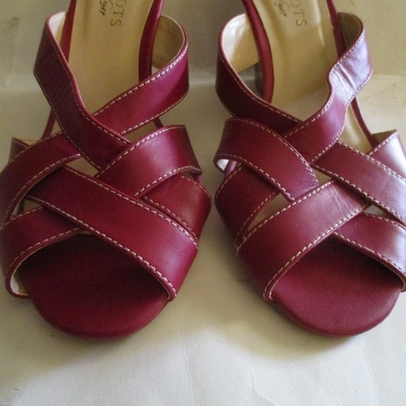 Talbots Brick Red Slip-0n CrissCross Wedge Sandals - Picture 3 of 6